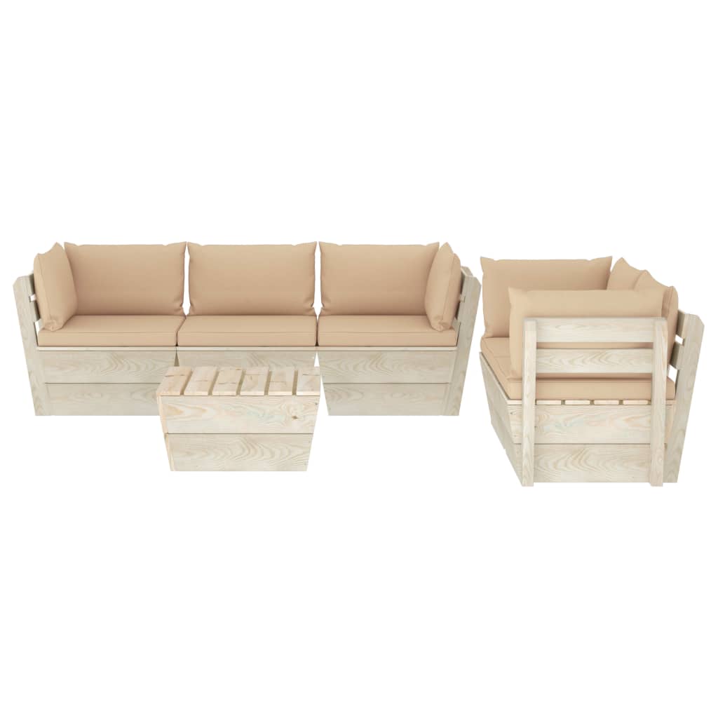 

vidaXL 6-delige Loungeset met kussens pallet vurenhout