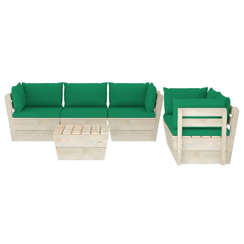 

vidaXL 6-delige Loungeset met kussens pallet vurenhout