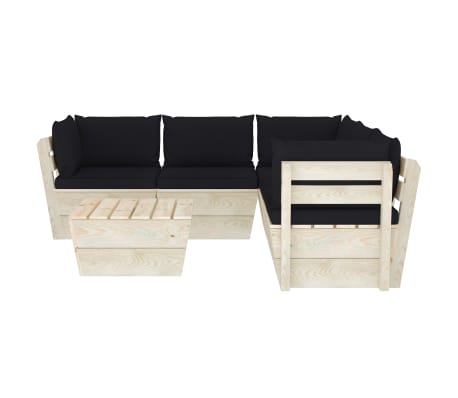 vidaXL Sodo baldų komplektas i&scaron; palečių su pagalvėlėmis, 6 dalių, eglė