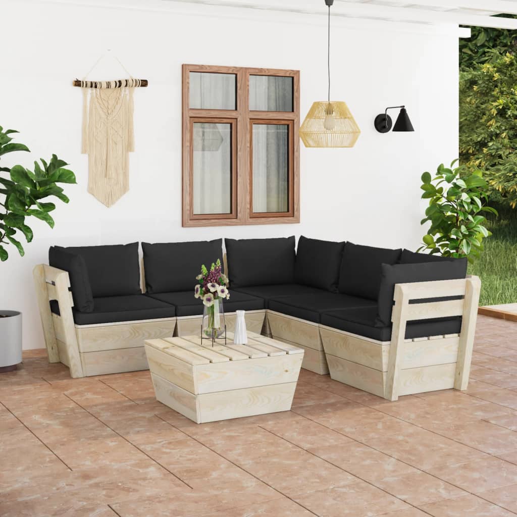 vidaXL Set mobilier grădină din paleți cu perne, 6 piese, lemn molid de la vidaxl imagine noua