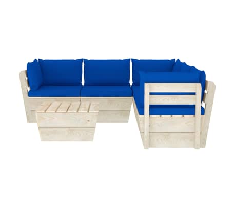 vidaXL Salon de jardin palette 6 pcs avec coussins bois d'&eacute;pic&eacute;a