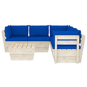 vidaXL Salon de jardin palette 6 pcs avec coussins bois d'&eacute;pic&eacute;a