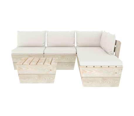 vidaXL Sodo baldų komplektas i&scaron; palečių su pagalvėlėmis, 6 dalių, eglė