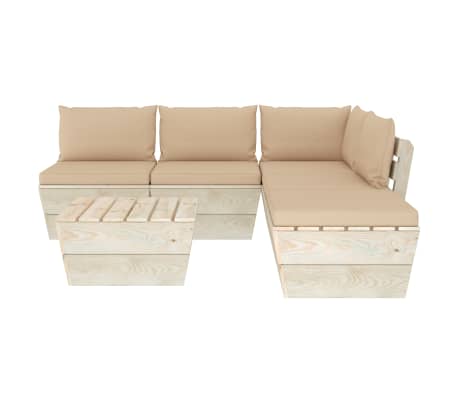 vidaXL Sodo baldų komplektas i&scaron; palečių su pagalvėlėmis, 6 dalių, eglė