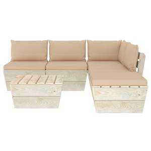 vidaXL Sodo baldų komplektas i&scaron; palečių su pagalvėlėmis, 6 dalių, eglė