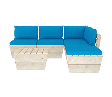 vidaXL Sodo baldų komplektas i&scaron; palečių su pagalvėlėmis, 6 dalių, eglė