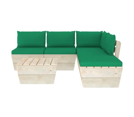 vidaXL Sodo baldų komplektas i&scaron; palečių su pagalvėlėmis, 6 dalių, eglė