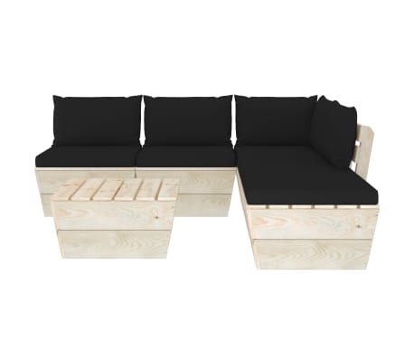 vidaXL Sodo baldų komplektas i&scaron; palečių su pagalvėlėmis, 6 dalių, eglė