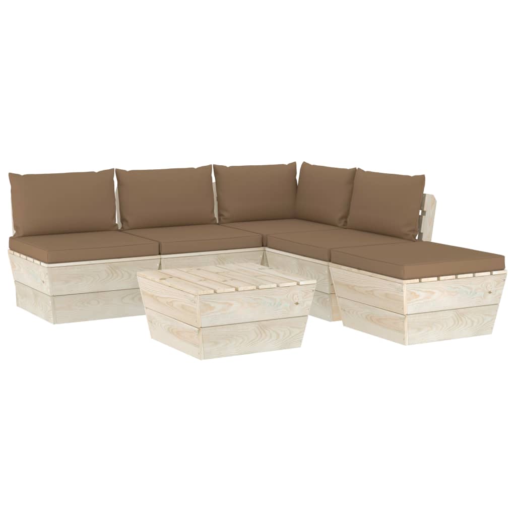 

vidaXL 6-delige Loungeset met kussens pallet vurenhout