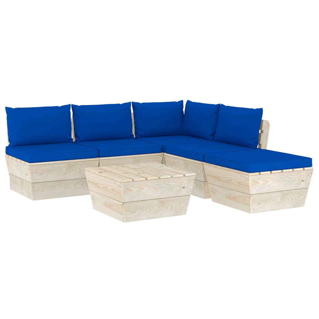 

vidaXL 6-delige Loungeset met kussens pallet vurenhout