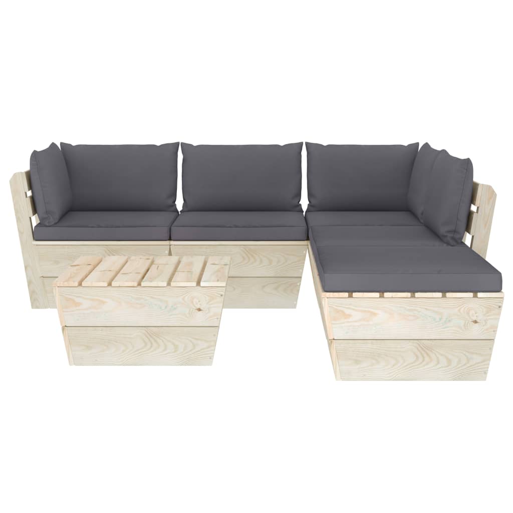 

vidaXL 6-delige Loungeset met kussens pallet vurenhout