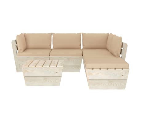 vidaXL Sodo baldų komplektas i&scaron; palečių su pagalvėlėmis, 6 dalių, eglė