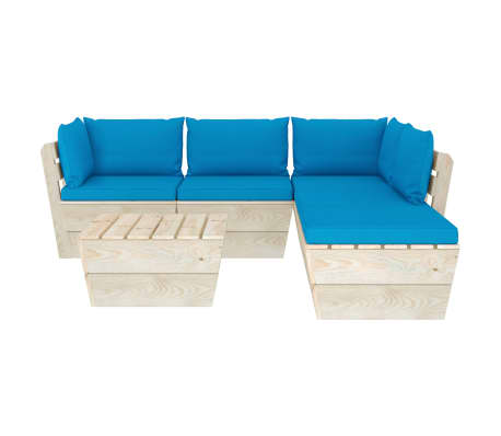 vidaXL Sodo baldų komplektas i&scaron; palečių su pagalvėlėmis, 6 dalių, eglė