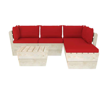 vidaXL Sodo baldų komplektas i&scaron; palečių su pagalvėlėmis, 6 dalių, eglė