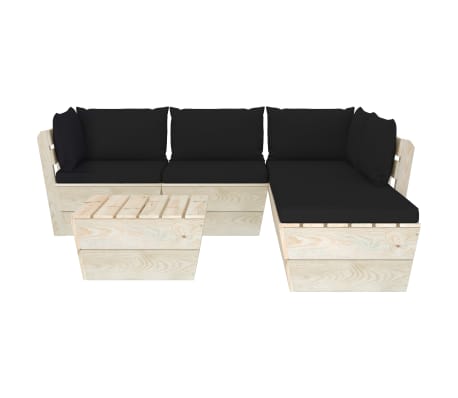 vidaXL Sodo baldų komplektas i&scaron; palečių su pagalvėlėmis, 6 dalių, eglė