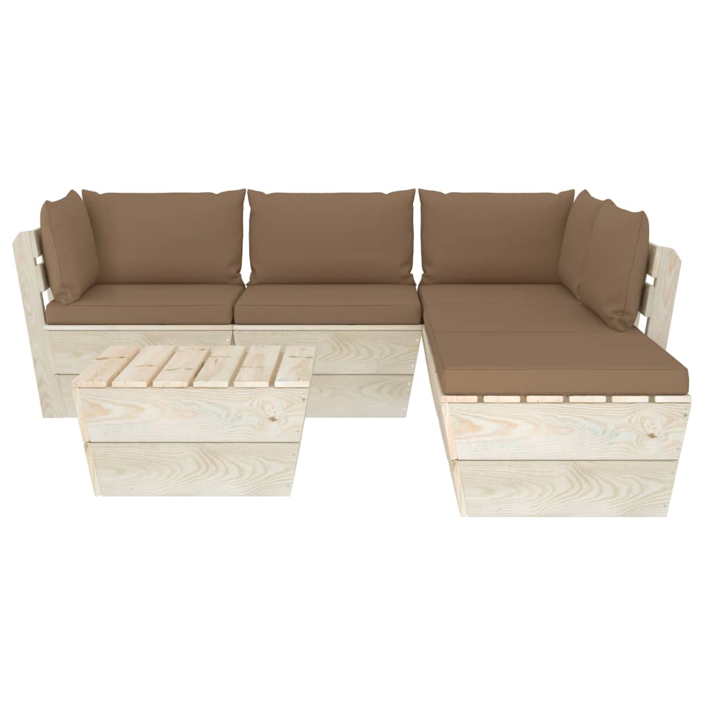 

vidaXL 6-delige Loungeset met kussens pallet vurenhout