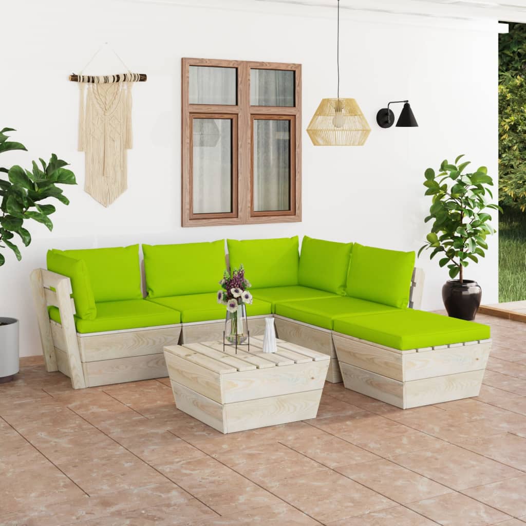 vidaXL Set mobilier grădină din paleți cu perne, 6 piese, lemn molid din imagine noua