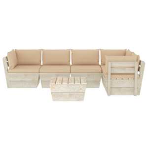 vidaXL Sodo baldų komplektas i&scaron; palečių su pagalvėlėmis, 6 dalių, eglė