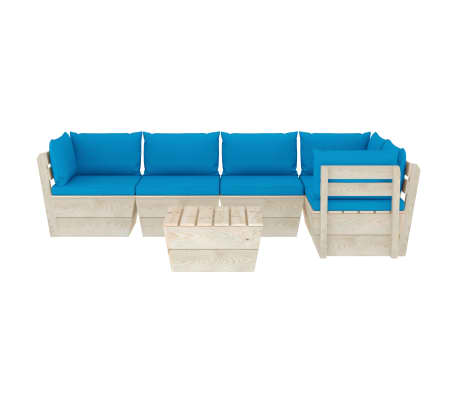 vidaXL 6-delige Loungeset met kussens pallet vurenhout