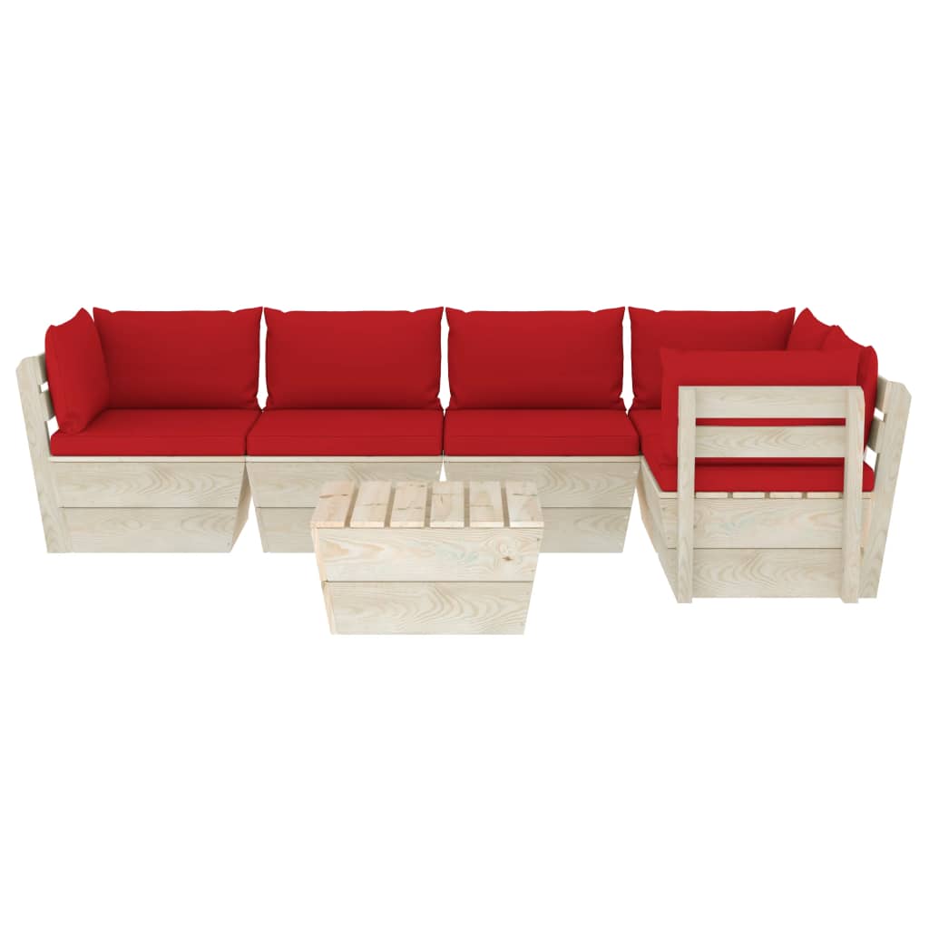 

vidaXL 6-delige Loungeset met kussens pallet vurenhout