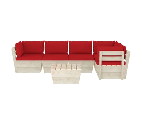 vidaXL 6 r&eacute;szes lucfenyő kerti raklap-b&uacute;torgarnit&uacute;ra p&aacute;rn&aacute;kkal