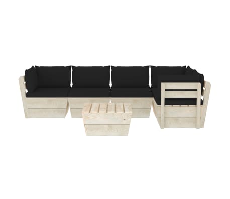 vidaXL Sodo baldų komplektas i&scaron; palečių su pagalvėlėmis, 6 dalių, eglė