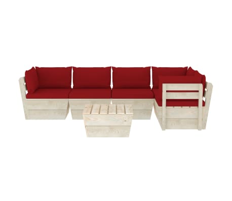 vidaXL 6-tlg. Garten-Sofagarnitur aus Paletten mit Kissen Fichtenholz