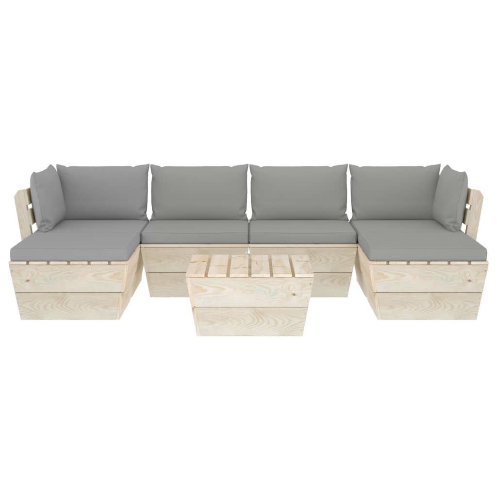 

vidaXL 7-delige Loungeset met kussens pallet vurenhout