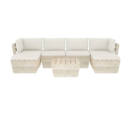 vidaXL Sodo baldų komplektas i&scaron; palečių su pagalvėlėmis, 7 dalių, eglė