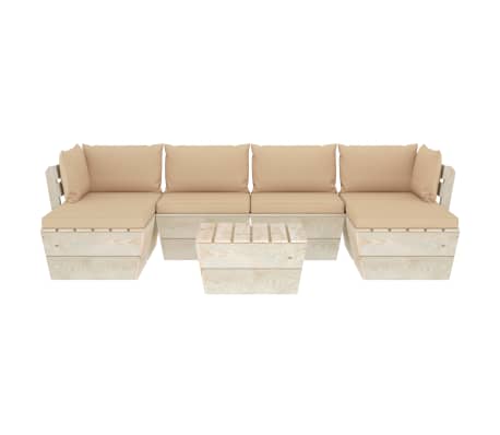 vidaXL Sodo baldų komplektas i&scaron; palečių su pagalvėlėmis, 7 dalių, eglė