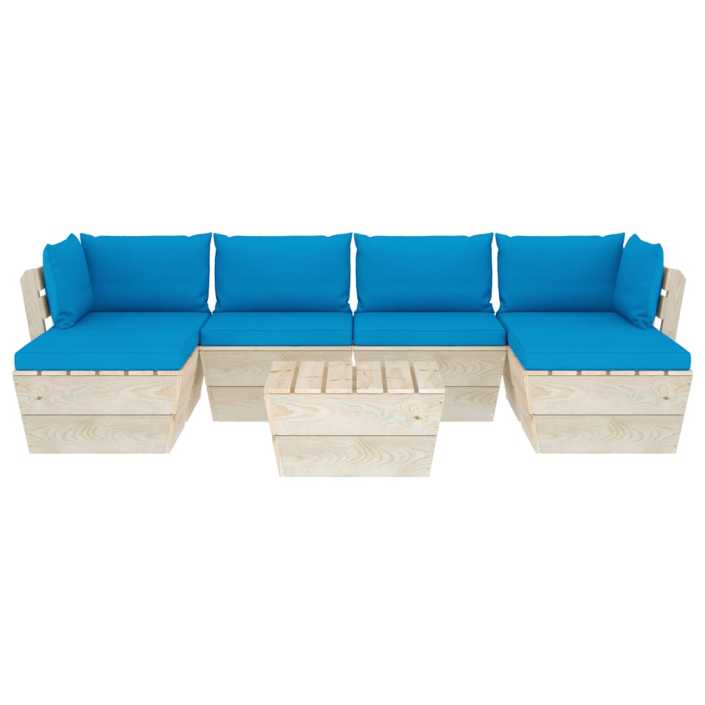 

vidaXL 7-delige Loungeset met kussens pallet vurenhout