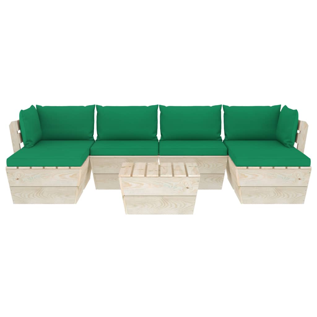 

vidaXL 7-delige Loungeset met kussens pallet vurenhout