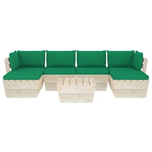 vidaXL Set Divani da Giardino su Pallet 7 pz con Cuscini Legno Abete