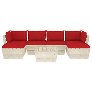 vidaXL Sodo baldų komplektas i&scaron; palečių su pagalvėlėmis, 7 dalių, eglė