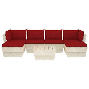 vidaXL Sodo baldų komplektas i&scaron; palečių su pagalvėlėmis, 7 dalių, eglė