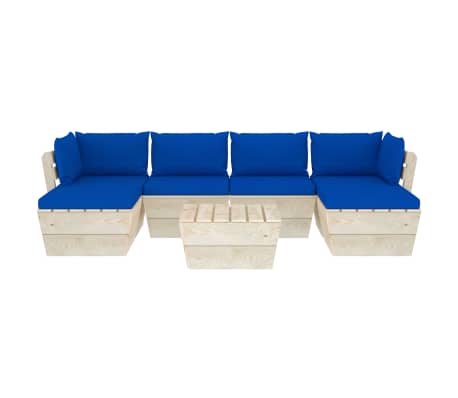 vidaXL Sodo baldų komplektas i&scaron; palečių su pagalvėlėmis, 7 dalių, eglė