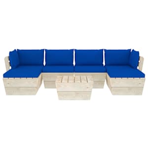 vidaXL Sodo baldų komplektas i&scaron; palečių su pagalvėlėmis, 7 dalių, eglė