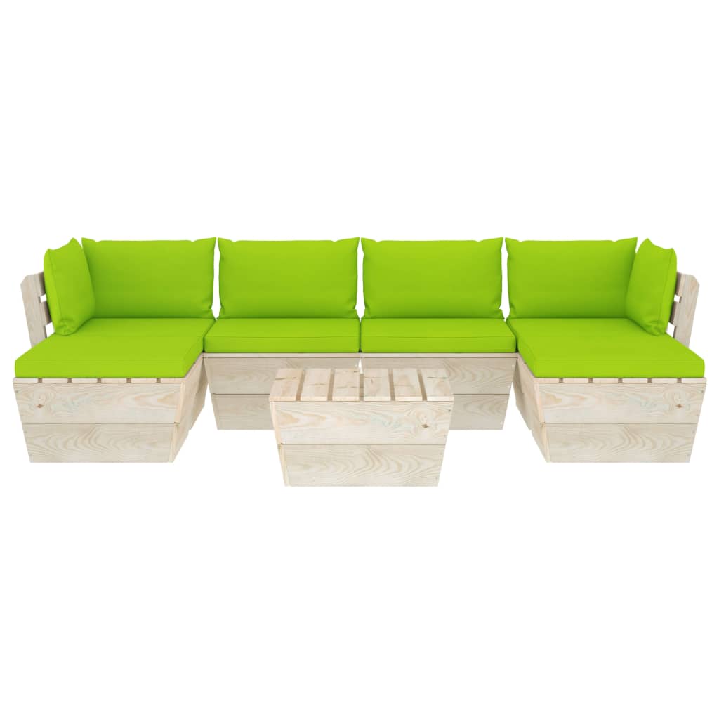 

vidaXL 7-delige Loungeset met kussens pallet vurenhout