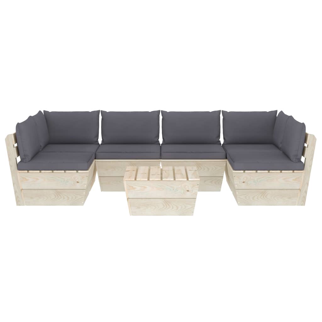 

vidaXL 7-delige Loungeset met kussens pallet vurenhout