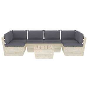 vidaXL Vrtna garnitura iz palet 7-delna z blazinami smrekovina