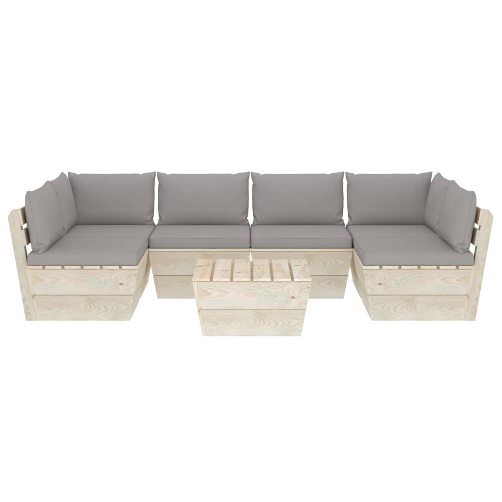 

vidaXL 7-delige Loungeset met kussens pallet vurenhout
