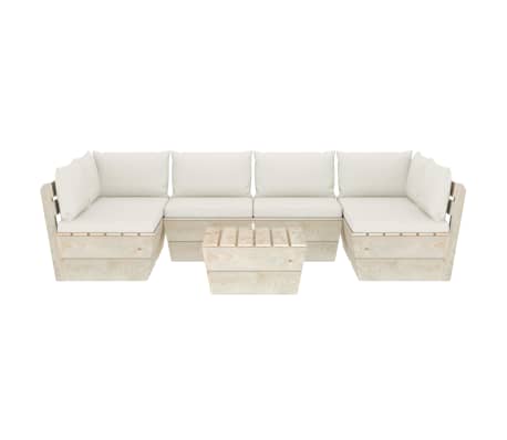 vidaXL Set mobilier grădină din paleți, 7 piese, cu perne, lemn molid
