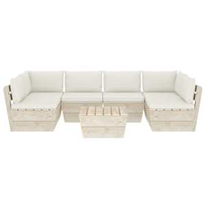 vidaXL Set mobilier grădină din paleți, 7 piese, cu perne, lemn molid