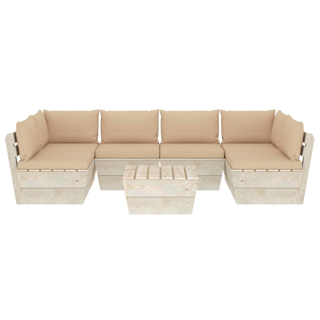 

vidaXL 7-delige Loungeset met kussens pallet vurenhout