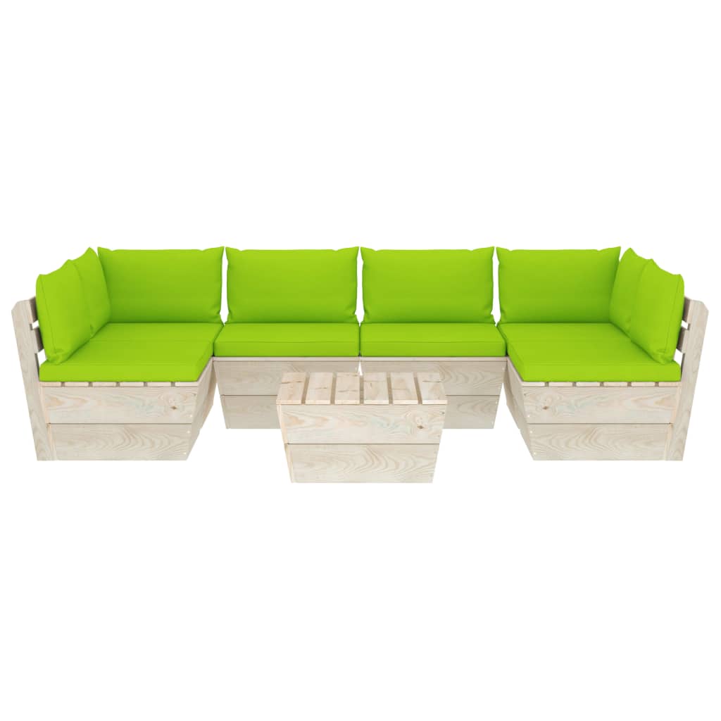 

vidaXL 7-delige Loungeset met kussens pallet vurenhout