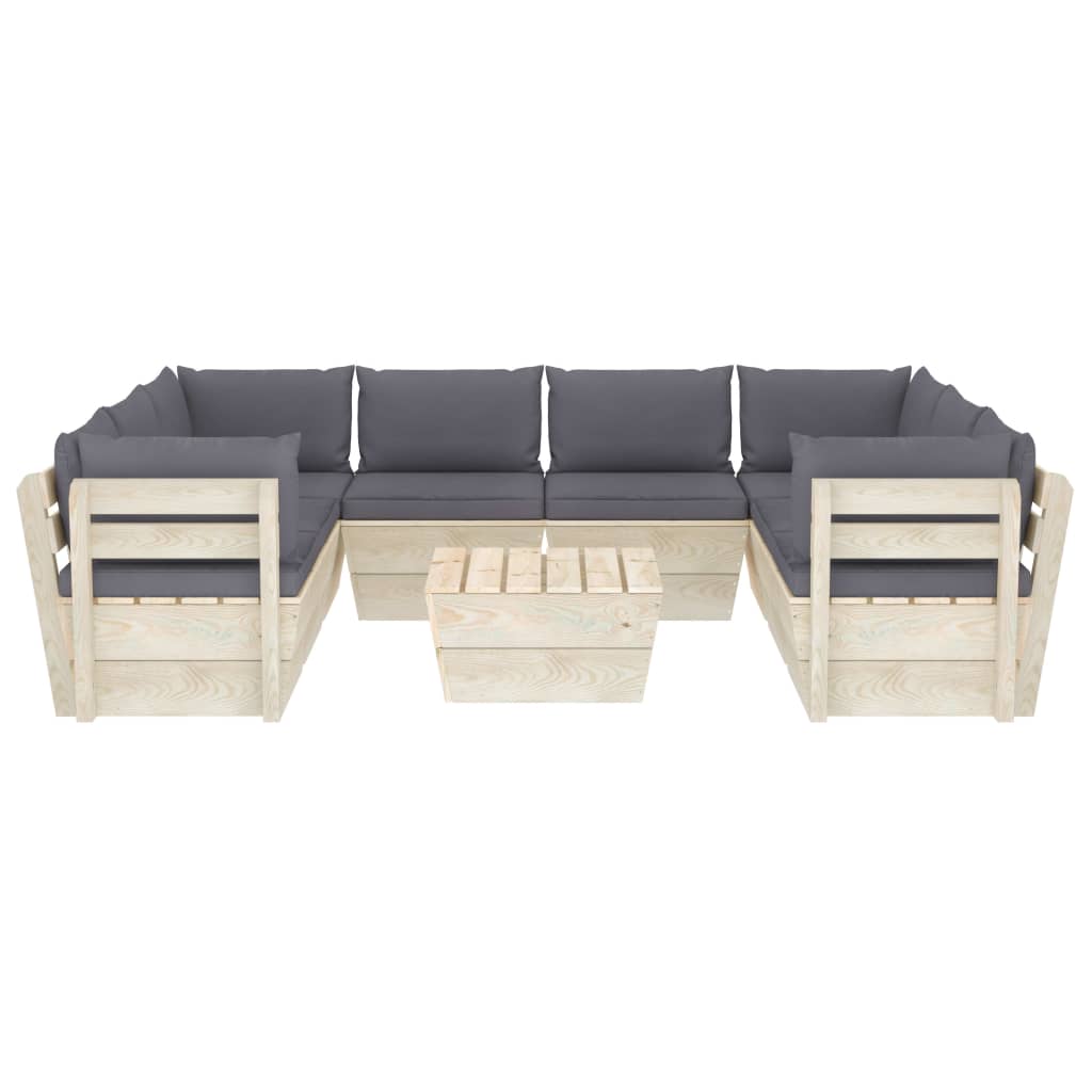 

vidaXL 9-delige Loungeset met kussens pallet vurenhout