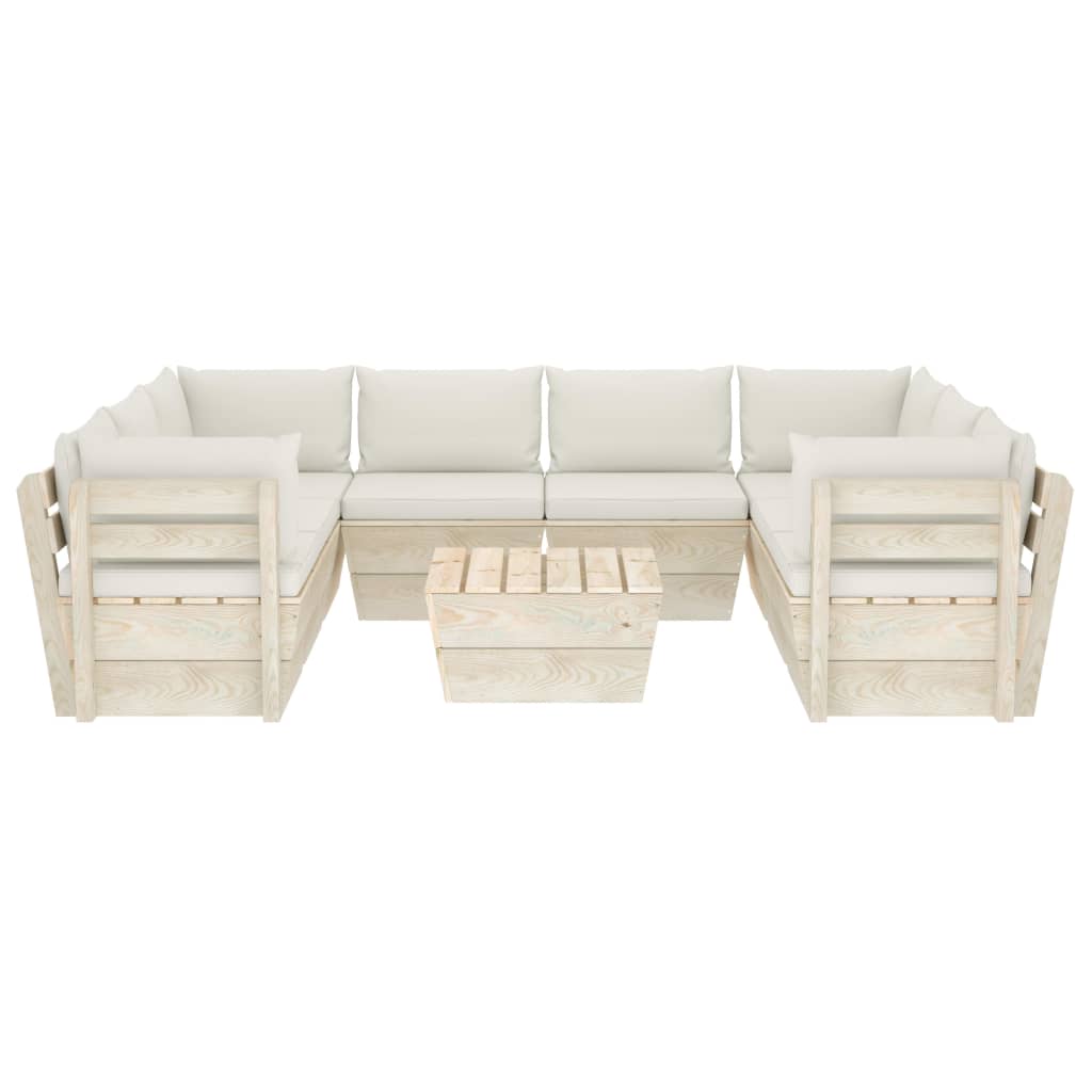 

vidaXL 9-delige Loungeset met kussens pallet vurenhout