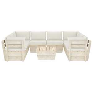 vidaXL Sodo baldų komplektas i&scaron; palečių su pagalvėlėmis, 9 dalių, eglė