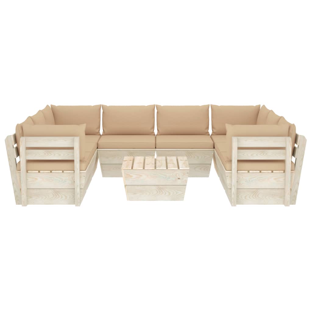 

vidaXL 9-delige Loungeset met kussens pallet vurenhout