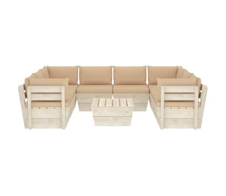 vidaXL Sodo baldų komplektas i&scaron; palečių su pagalvėlėmis, 9 dalių, eglė